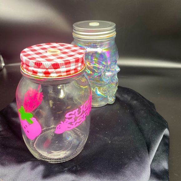 Two glass drink jars with lids but w/o straws - Picture 6 of 12